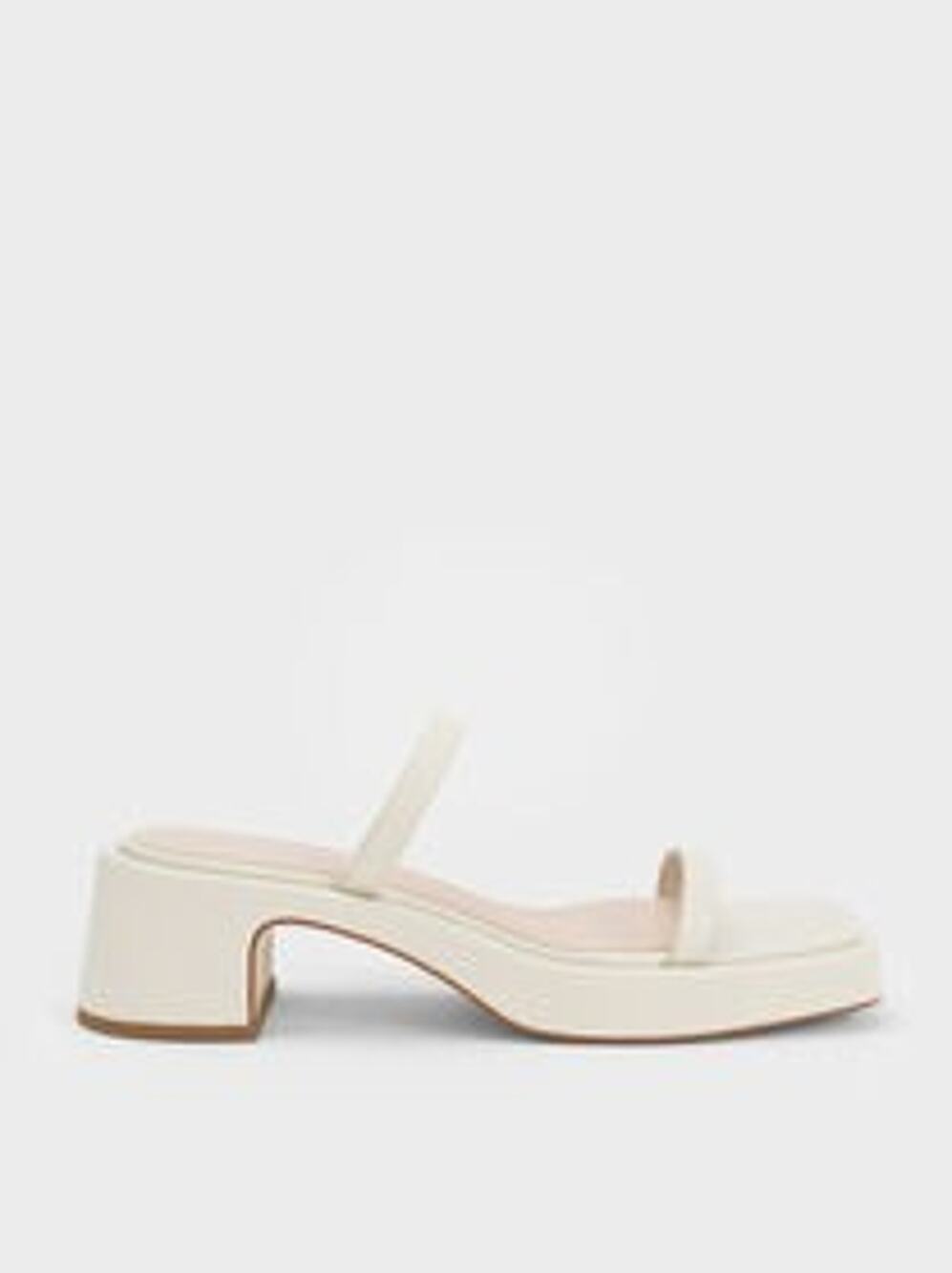 CHARLES & KEITH Chalk Thin-Strap Block Heel Sandals - US 5